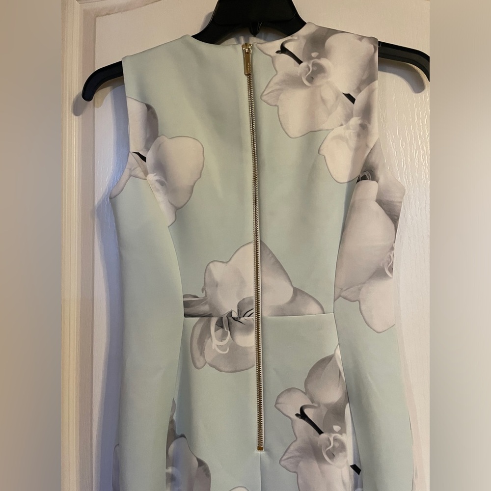Calvin Klein Mint Green Floral Sheath Scoop Neck Dress 8 Business Career Party - Picture 4 of 7